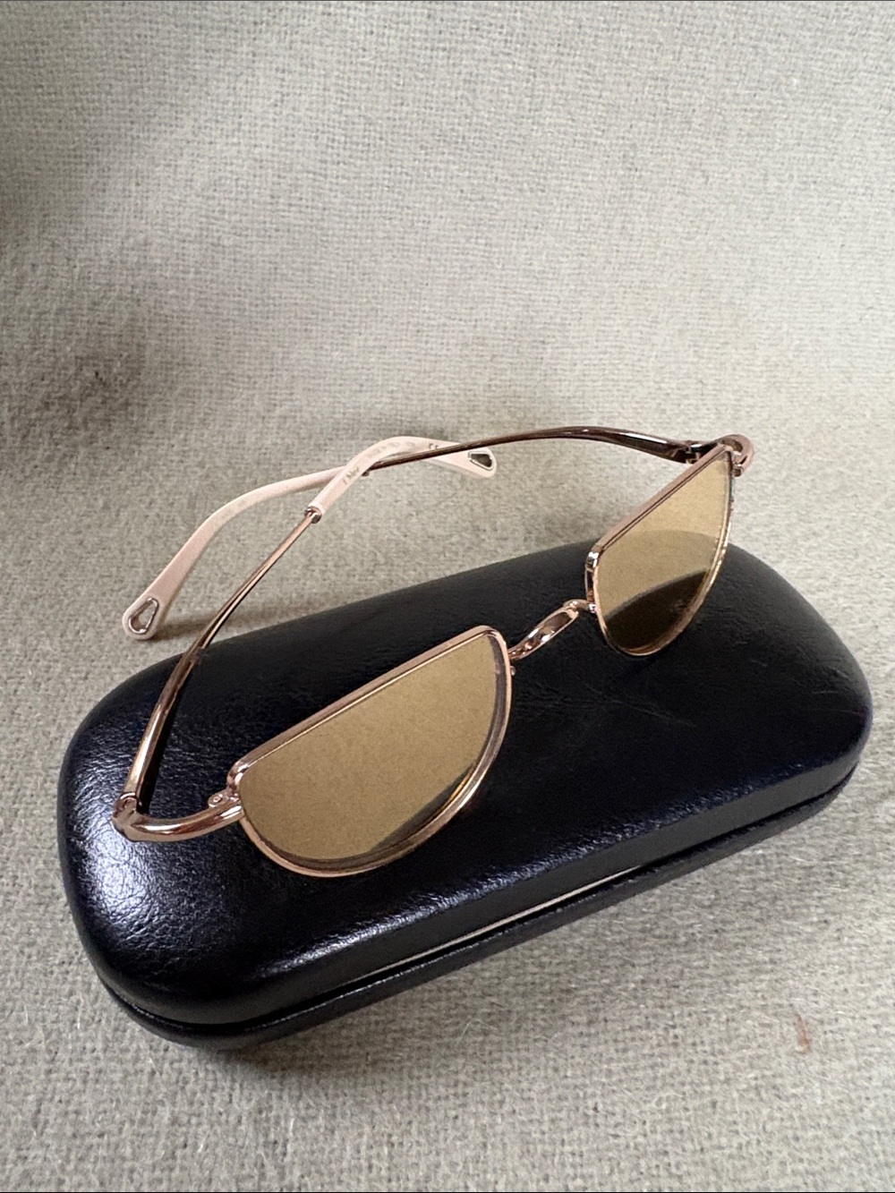 Chloe Rose Gold Half-Rim Sunglasses with Pink Temples